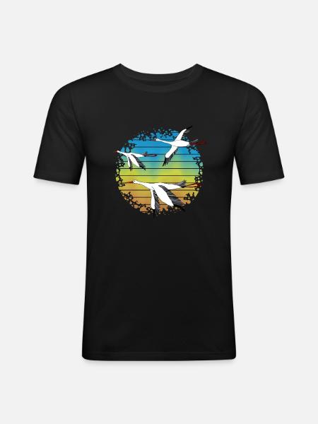 Störche - Männer Slim Fit T-Shirt - Schwarz