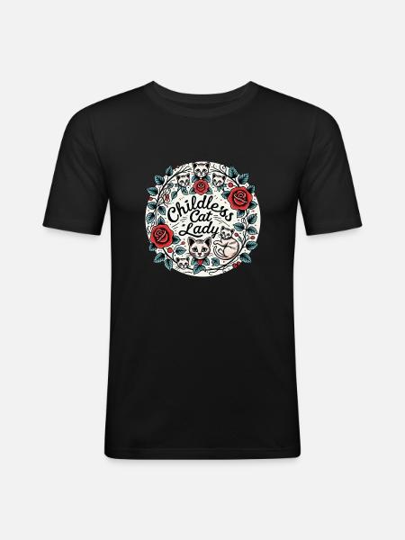 Childless Cat Lady - Men's Slim Fit T-Shirt - black