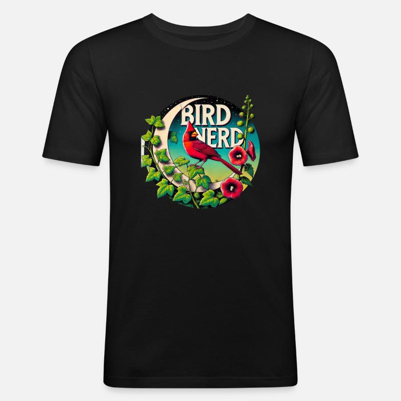 Vogel-Nerd - Männer Slim Fit T-Shirt - Schwarz