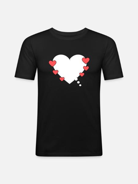 Thought bubble with heart - Men's Slim Fit T-Shirt - black