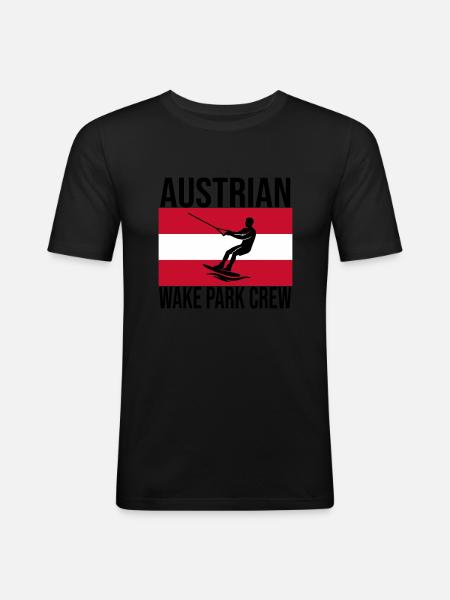 Austrian Wake Crew Wakeboard Shirt - Men's Slim Fit T-Shirt - black