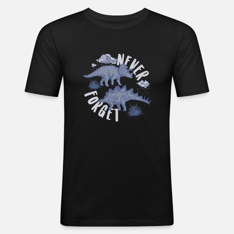 Never forget blau - Männer Slim Fit T-Shirt - Schwarz