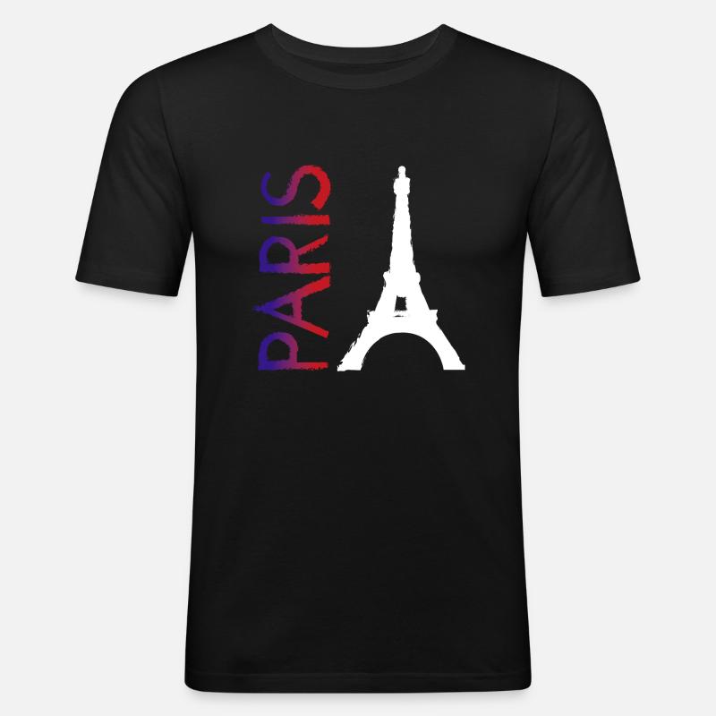 Paris - Männer Slim Fit T-Shirt - Schwarz
