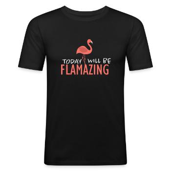 flamingo - Herre Slim Fit T-Shirt - sort - Foran - Nik (191cm)