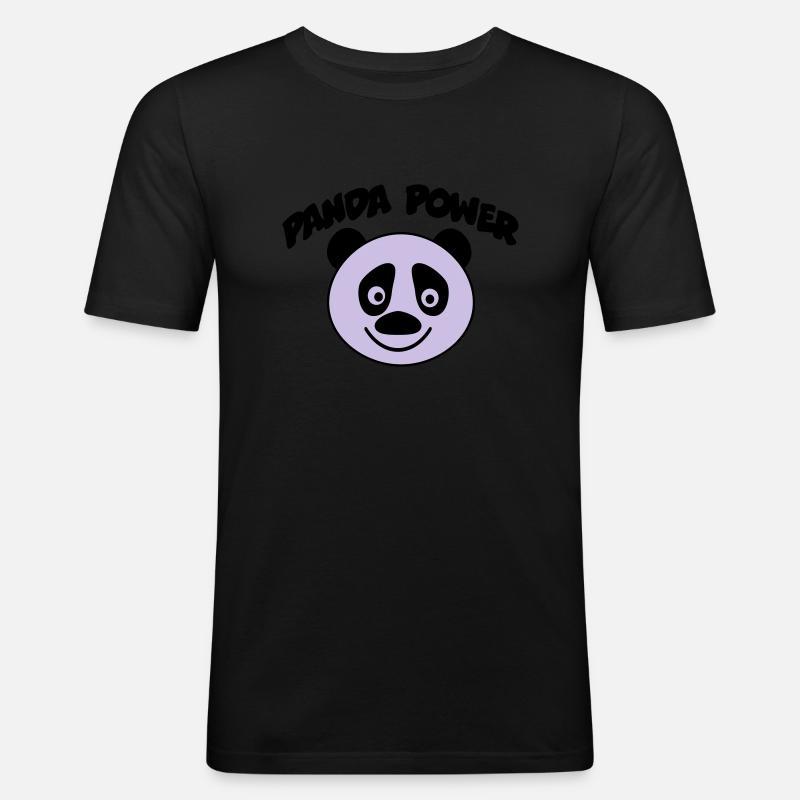 panda - Männer Slim Fit T-Shirt - Schwarz