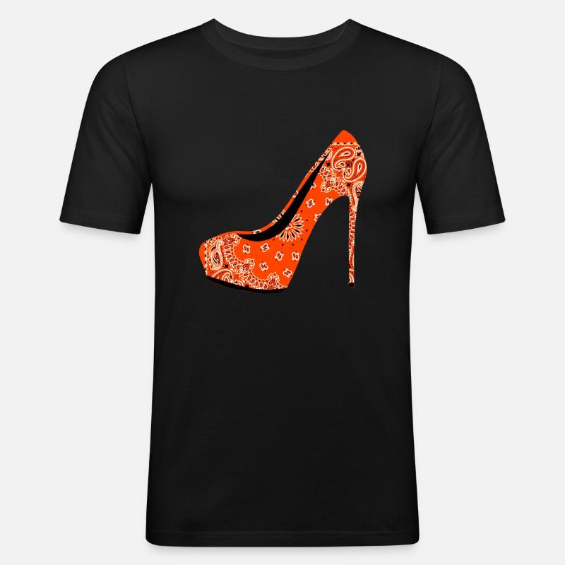 Stöckelschuh - Männer Slim Fit T-Shirt - Schwarz