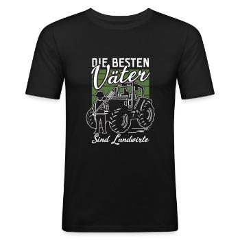 Landwirt Vater Bauer Papa Traktor Bauernhof - Männer Slim Fit T-Shirt - Schwarz - Vorne - Nik (191cm)