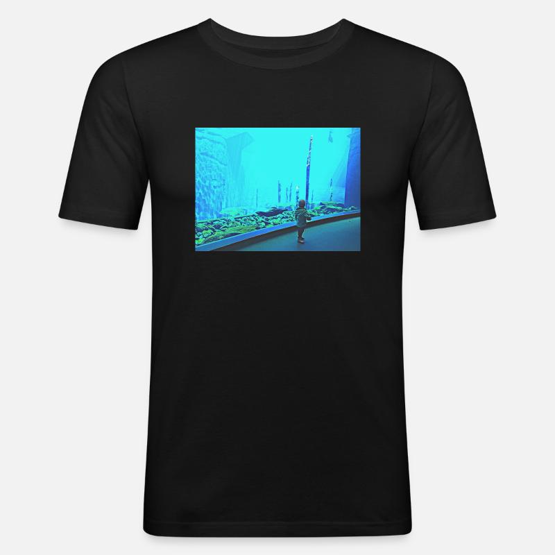 Turquoise - Männer Slim Fit T-Shirt - Schwarz