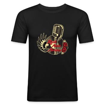 Rock Music Member Design,Rock Kleidung,Rock Musik - Männer Slim Fit T-Shirt - Schwarz - Vorne - Nik (191cm)