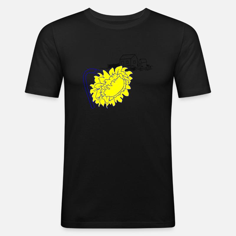 Sonnenblume - Männer Slim Fit T-Shirt - Schwarz