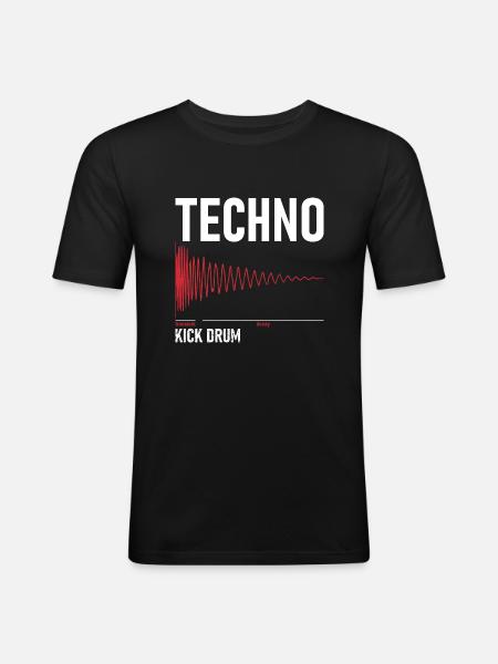 Techno - Kick Drum - Männer Slim Fit T-Shirt - Schwarz