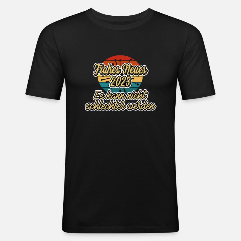 Frohes Neues 2023 - Männer Slim Fit T-Shirt - Schwarz