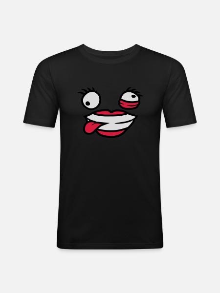 Crazy female comic face - Men's Slim Fit T-Shirt - black