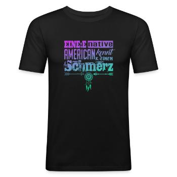 Lustiger Spruch & Satire über Gendern & Wokeness - Männer Slim Fit T-Shirt - Schwarz - Vorne - Nik (191cm)