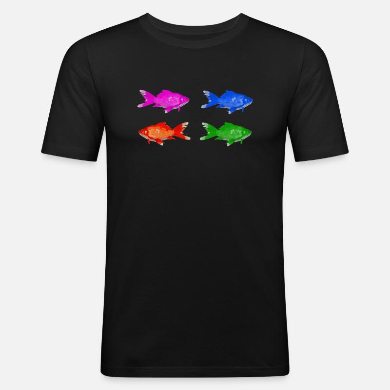 Fisch - Männer Slim Fit T-Shirt - Schwarz