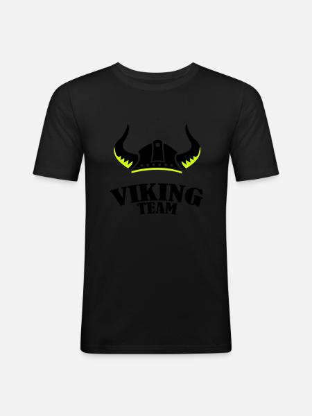 viking team - Männer Slim Fit T-Shirt - Schwarz