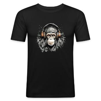 Rito le singe audiophile - T-shirt près du corps Homme - noir - Devant - Nik (191cm)
