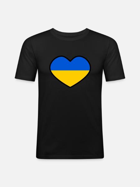 Ukraine Heart - Men's Slim Fit T-Shirt - black