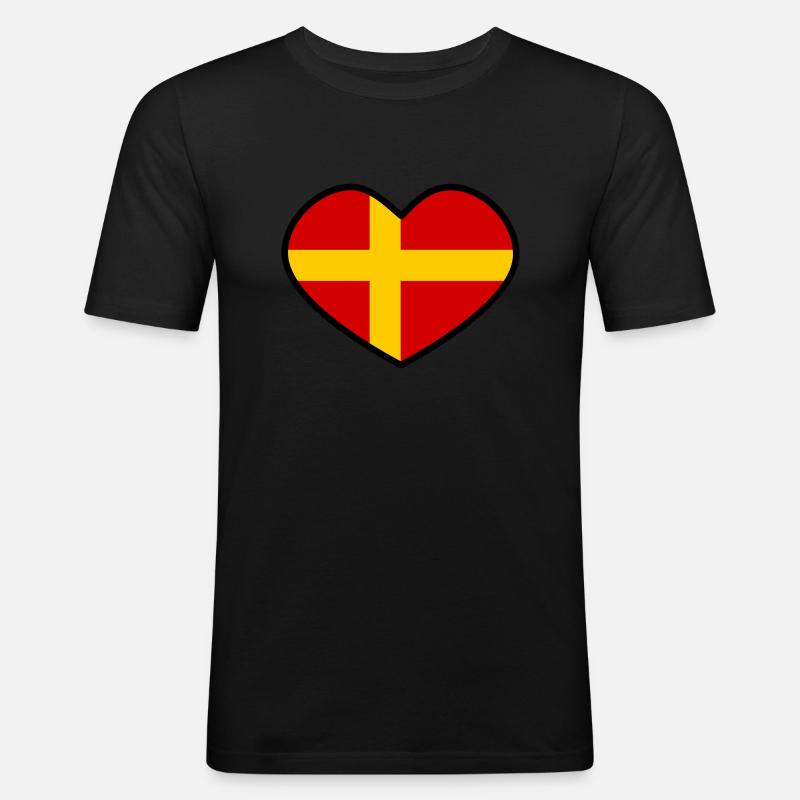 Skåne Herz - Männer Slim Fit T-Shirt - Schwarz