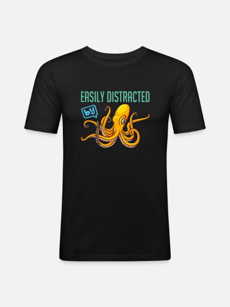 I love octopus cephalopods - Men's Slim Fit T-Shirt - black