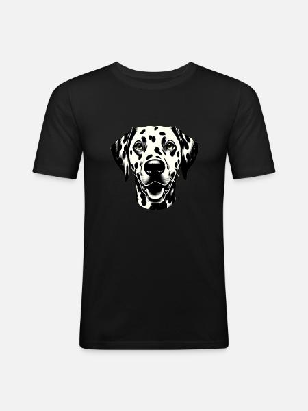 Hundegesicht Dalmatiner - Männer Slim Fit T-Shirt - Schwarz