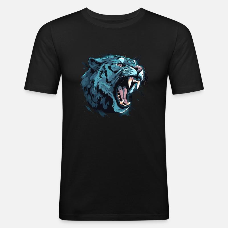 Säbelzahntiger - Sabertooth v2 - Männer Slim Fit T-Shirt - Schwarz