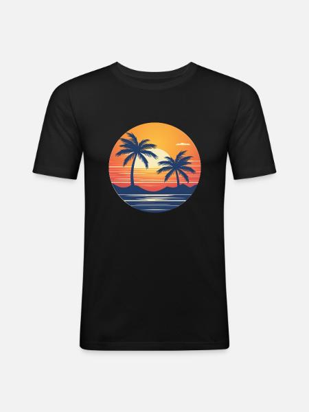 Miami sunset - Men's Slim Fit T-Shirt - black