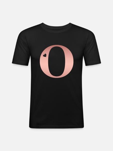 letter O rose gold - Men's Slim Fit T-Shirt - black