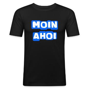 Moin Ahoy Style Authentique - T-shirt près du corps Homme - noir - Devant - Nik (191cm)