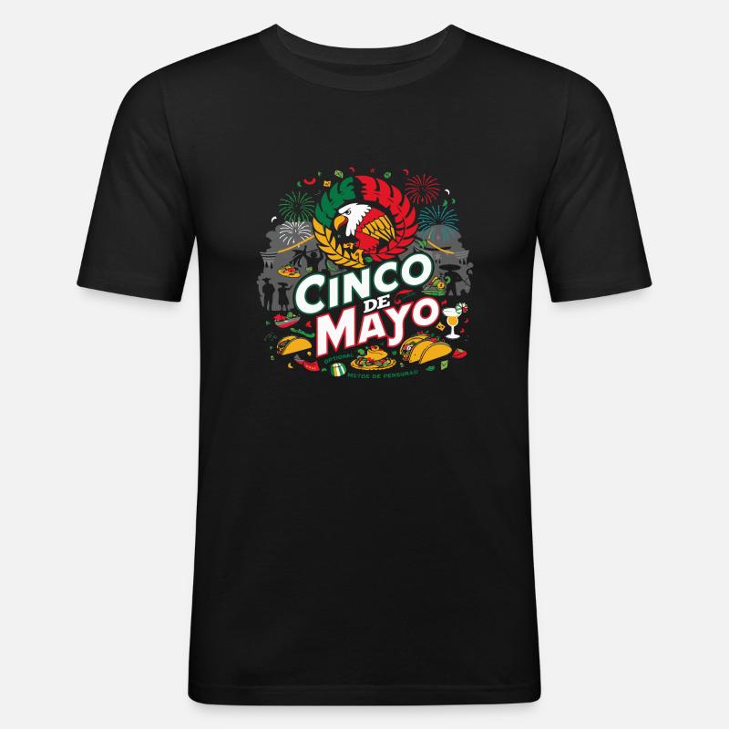 lustiger Cinco de Mayo - Männer Slim Fit T-Shirt - Schwarz