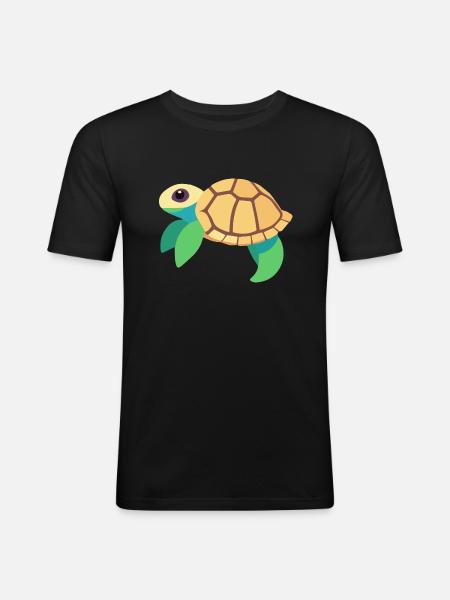 Tortue d’eau bébé vert - T-shirt près du corps Homme - noir