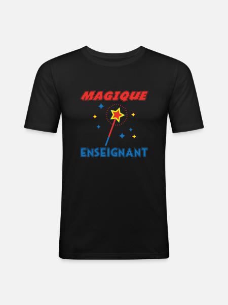 MAGIQUE ENSEIGNANT - T-shirt près du corps Homme - noir