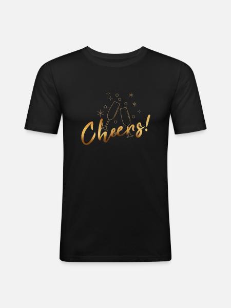Cheers - Männer Slim Fit T-Shirt - Schwarz