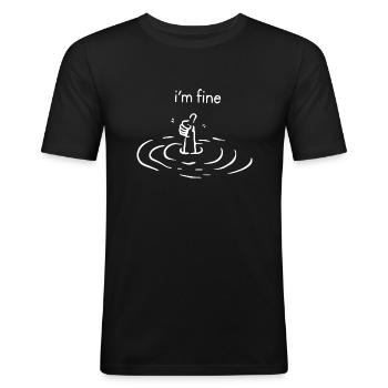 I'm Fine Print - T-shirt près du corps Homme - noir - Devant - Nik (191cm)
