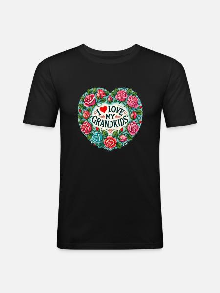 J’adore mes petits-enfants - T-shirt près du corps Homme - noir