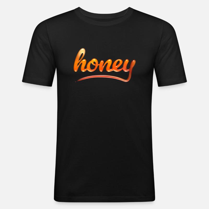 Honig Text Kunst - Männer Slim Fit T-Shirt - Schwarz