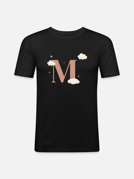 Letter m clouds stars - Men's Slim Fit T-Shirt - black