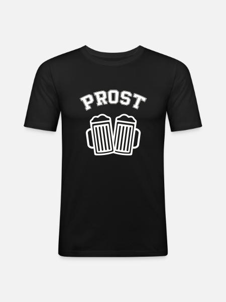 bier prost - Männer Slim Fit T-Shirt - Schwarz