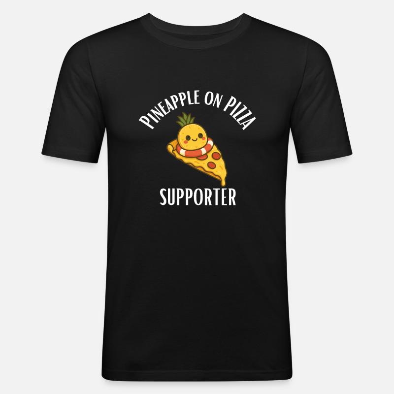 Pineapple on pizza supporter - Männer Slim Fit T-Shirt - Schwarz