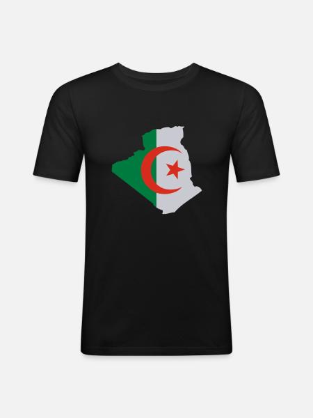Algérie - T-shirt près du corps Homme - noir