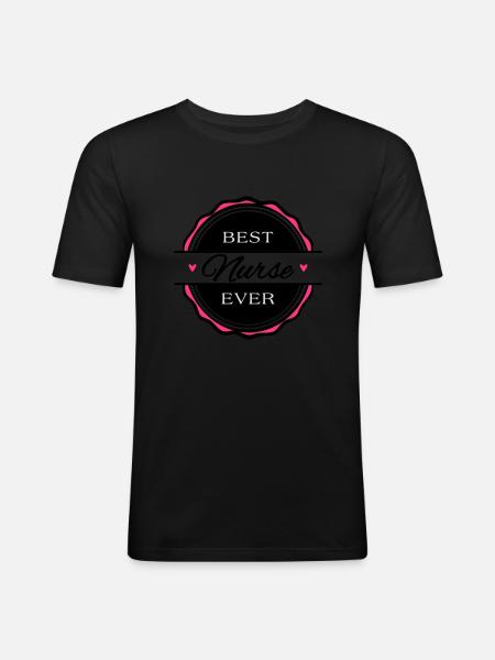 Best Nurse ever - Männer Slim Fit T-Shirt - Schwarz