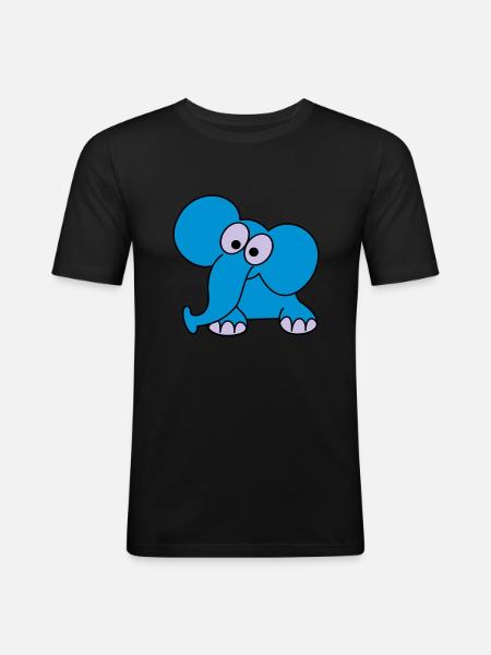 elefant - Männer Slim Fit T-Shirt - Schwarz