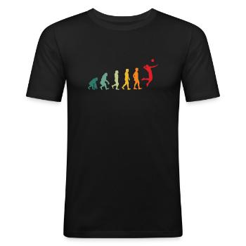 Volleyball Evolution Entwicklung Lustig Retro - Männer Slim Fit T-Shirt - Schwarz - Vorne - Nik (191cm)