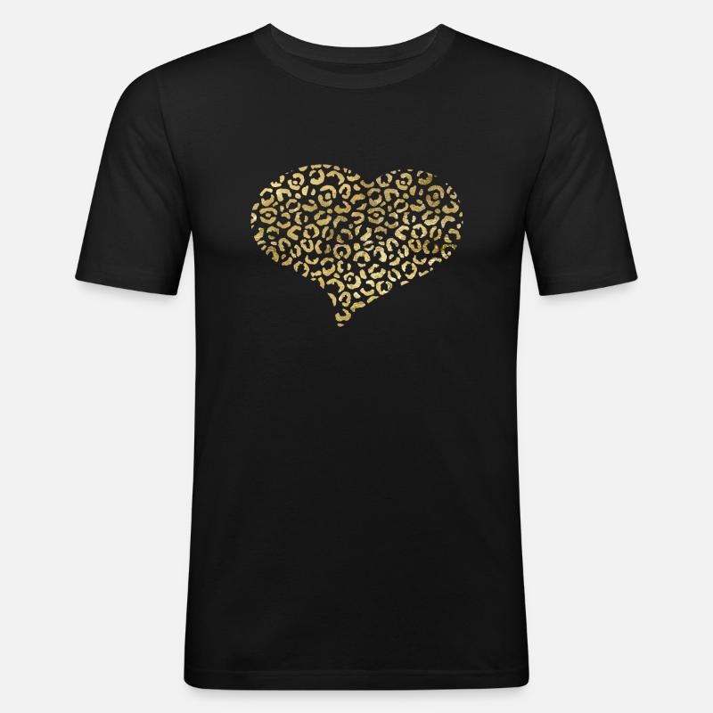Heart leopard patterns - Men's Slim Fit T-Shirt - black