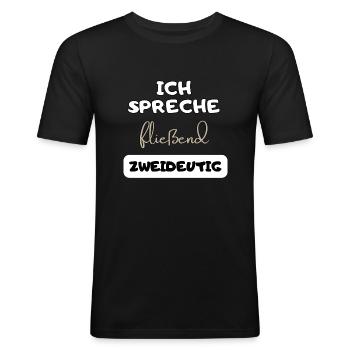 lustiger witziger Spruch zweideutig Text Geschenk - Männer Slim Fit T-Shirt - Schwarz - Vorne - Nik (191cm)