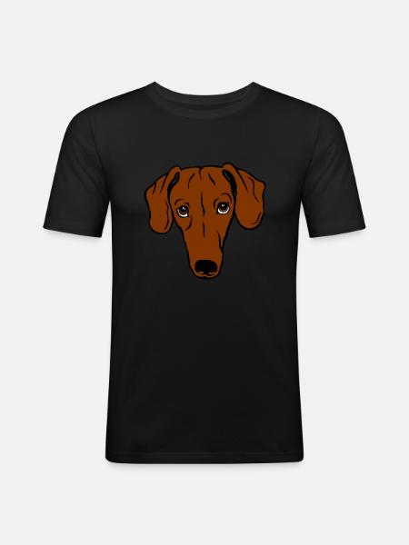 Dackel, kurzhaar - Männer Slim Fit T-Shirt - Schwarz
