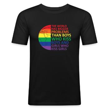 LGBTQ Nonbinary Colorful Rainbow Flag LGBTQ+ Pride - Men's Slim Fit T-Shirt - black - Front - Nik (191cm)