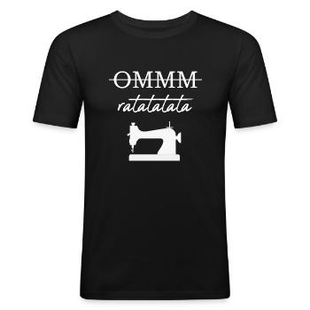 Machine à coudre - T-shirt près du corps Homme - noir - Devant - Nik (191cm)