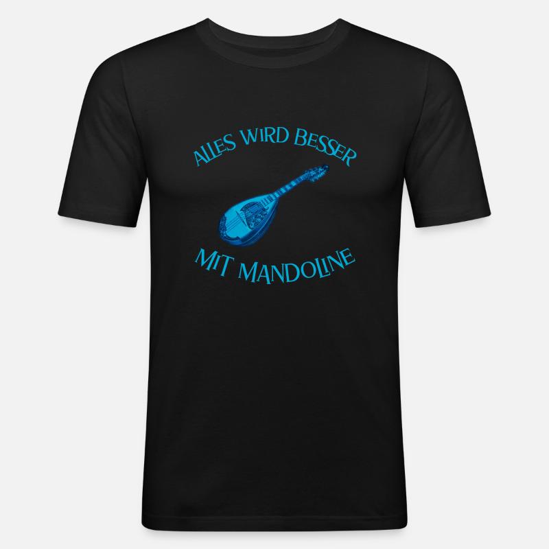 Alles wird besser mit Mandoline - Männer Slim Fit T-Shirt - Schwarz