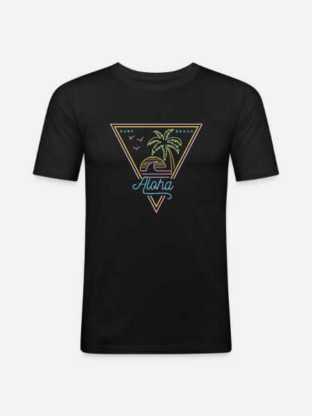 Aloha - Männer Slim Fit T-Shirt - Schwarz